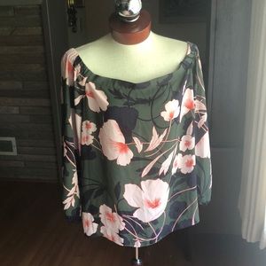 Bar III Off Shoulder Floral Blouse XL Beautiful!